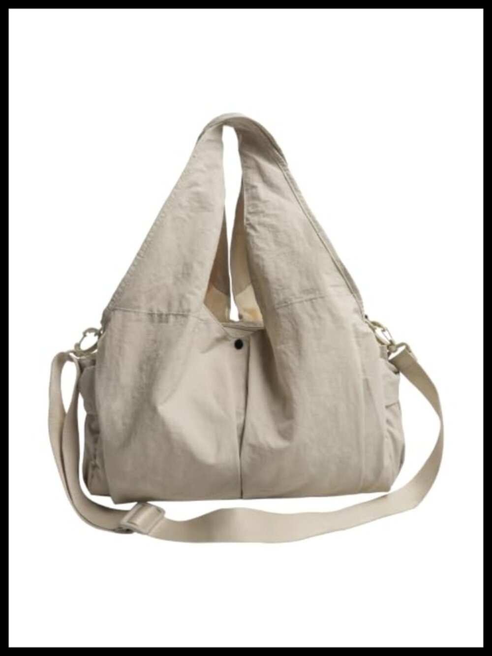 Large Nylon Taslon Hobo Slouchy Tote Crossbody Shoulder Bag with Strap